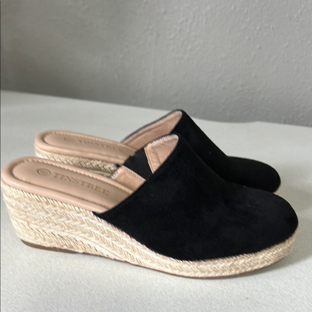 Tinstree Black Suede Mules with Rounded Toe - Picture 3 of 6